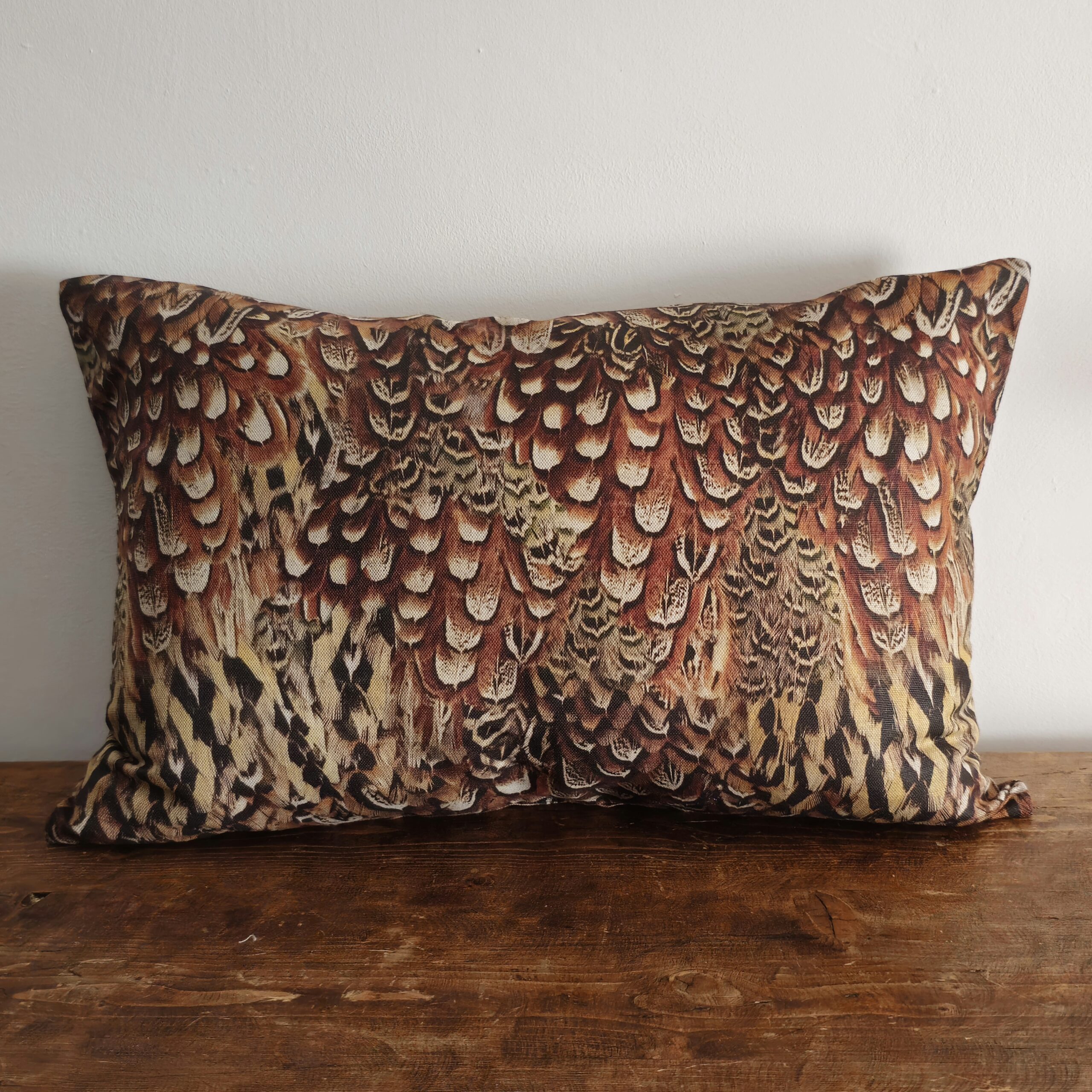 Chocolate Cock Pheasant 40 x 60 cm   cushion cover -Linen  - LAST ONE
