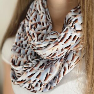 French Partridge Velvet Infinity Scarf