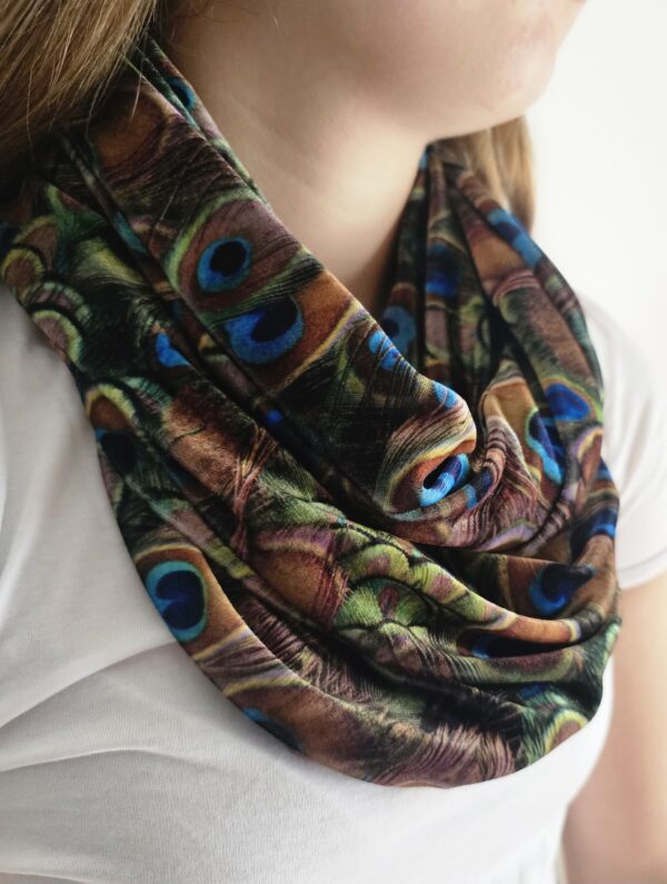 Peacock Velvet Infinity Scarf