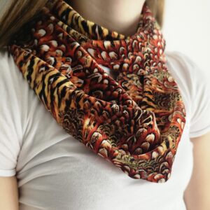Pheasant Velvet Infinity Scarf ( Amber)