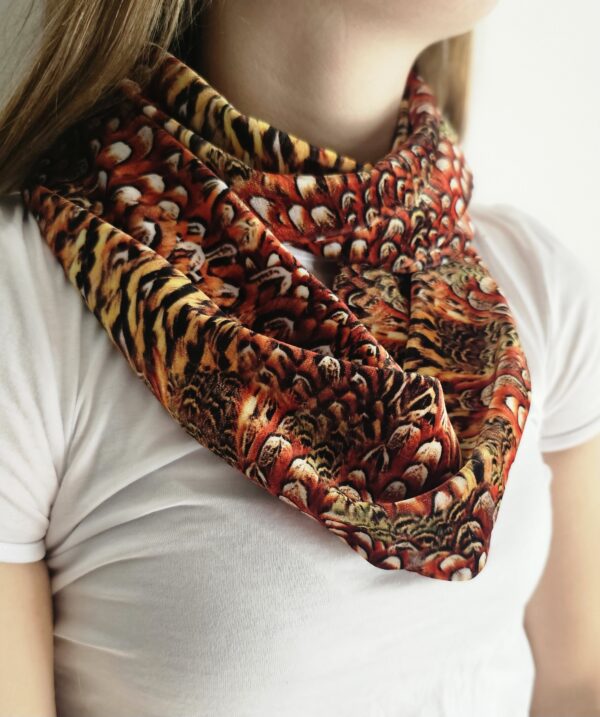 Pheasant Velvet Infinity Scarf ( Amber)