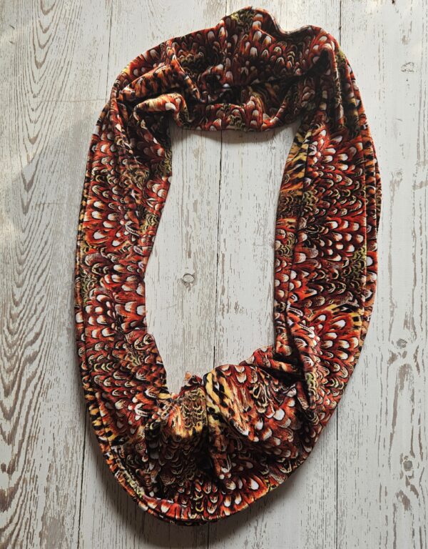 Pheasant Velvet Infinity Scarf ( Amber) - Image 2