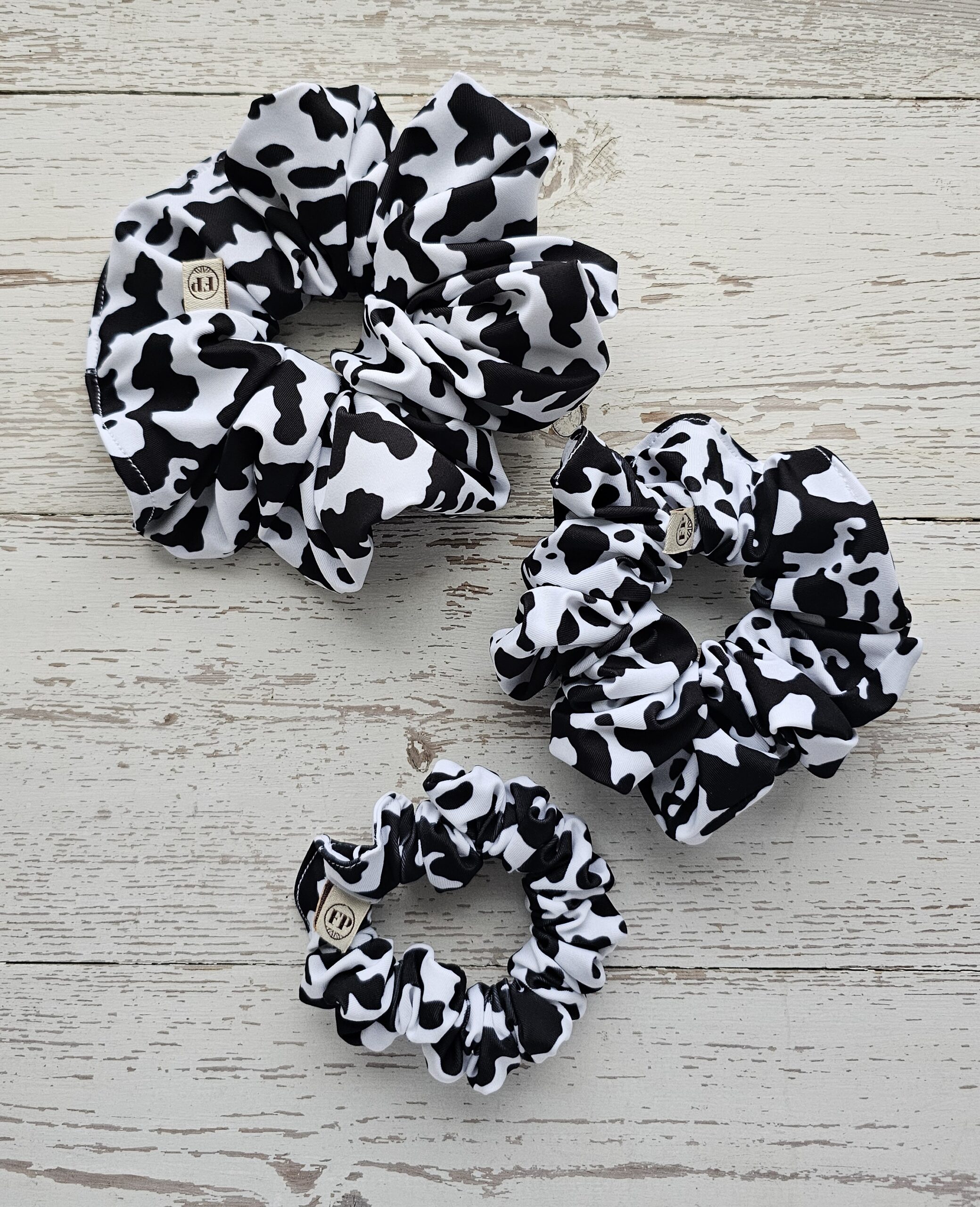 Foxy Pheasant Scrunchie - Cow Print Set of 3