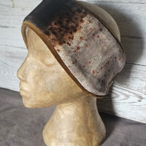 Luxury Velvet Brown Trout  Headband (Gold Trim) 56-58cm Vertical