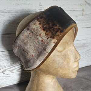 Luxury Velvet Brown Trout  Headband (Brown Trim) 56-58cm - vertical design