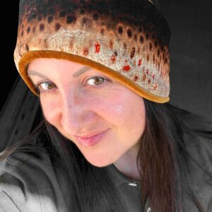 Luxury Velvet Brown Trout  Headband (Antique Gold  Trim ) 56-58cm