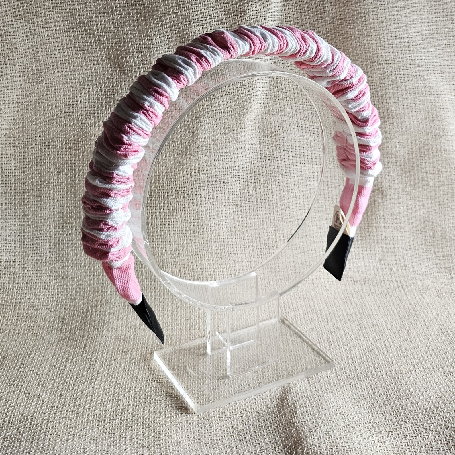 Interior Curve Headband - Earn your Stripes - Pink and White - Image 2