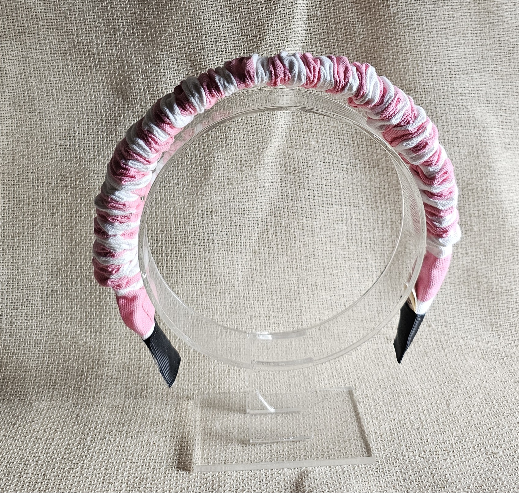 Interior Curve Headband - Earn your Stripes - Pink and White - Image 3