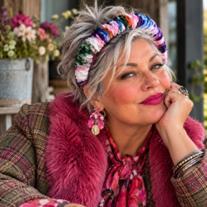 Interior Curve Headband - Palm Springs  - Pink and White